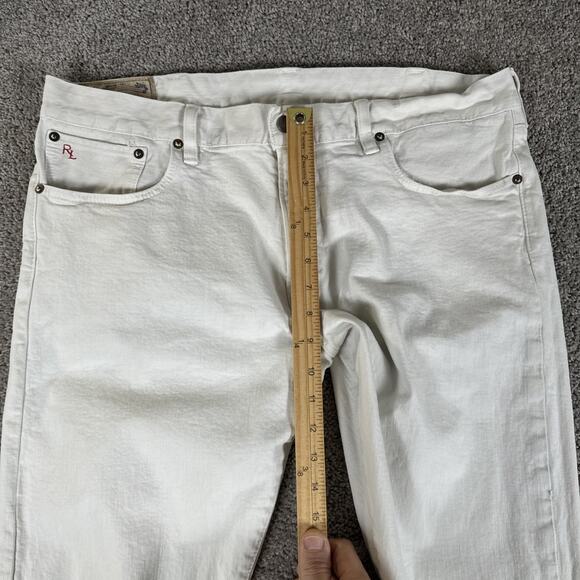 Polo Ralph Lauren Jeans Mens 38x30 White Chalk Slim Straight Denim Preppy - Picture 7 of 14